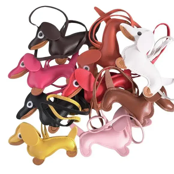 Dachshund Bag Charm Keychain Faux Leather Dog Mom Y2K Cottagecore Caramel NWT - Picture 8 of 9